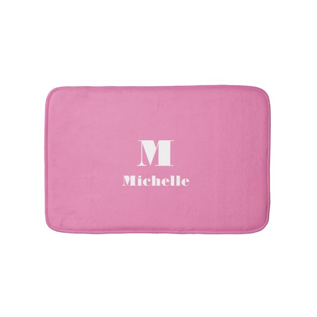 Custom Name Initial Solid Color  Bath Mat (Front)