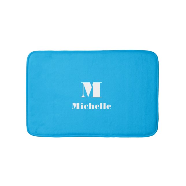 Custom Name Initial Solid Color  Bath Mat (Front)