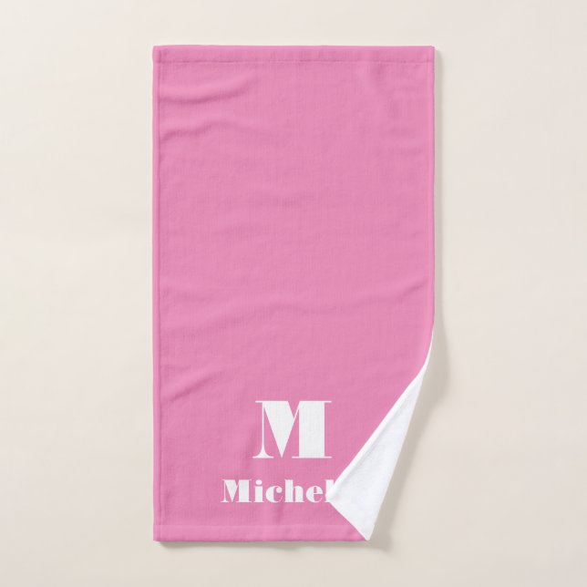 Custom Name Initial Solid Color  Hand Towel (Hand Towel)