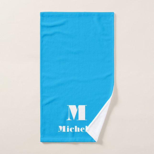 Custom Name Initial Solid Color  Hand Towel (Hand Towel)