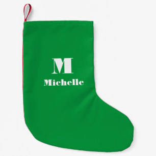 Custom Name Initial Solid Color Small Christmas Stocking