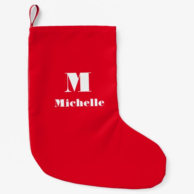 Custom Name Initial Solid Color  Small Christmas Stocking (Front)