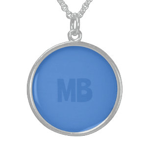 custom name initials classic chic blue sterling silver necklace
