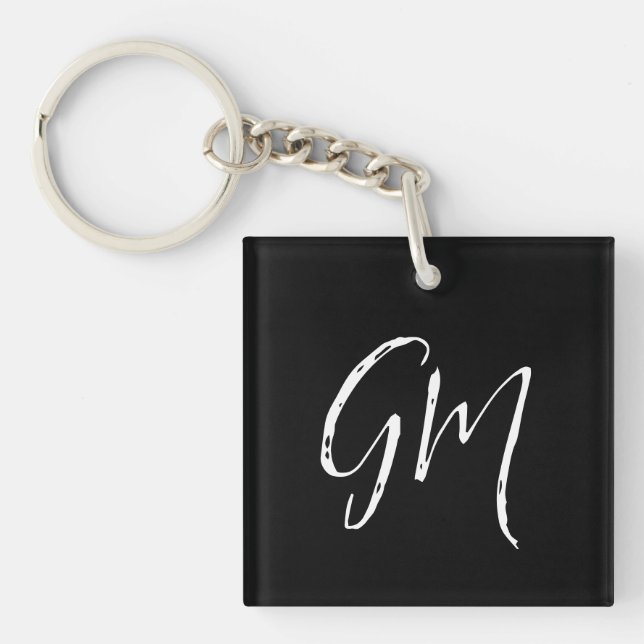 Custom name Initials personalized two letters Keychain (Front)