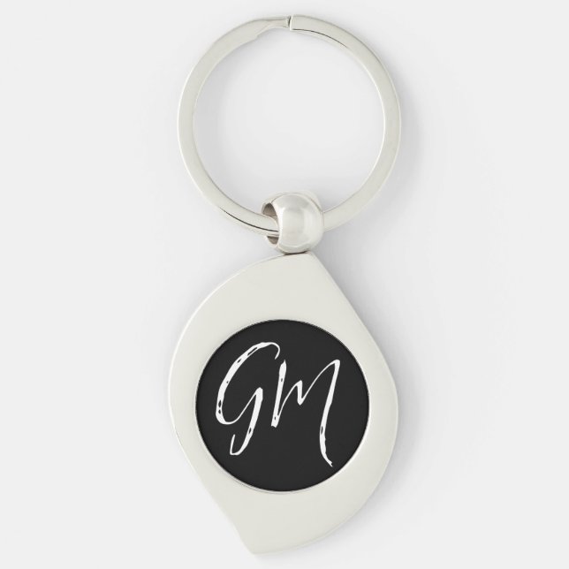 Custom name Initials personalized two letters Keychain (Front)