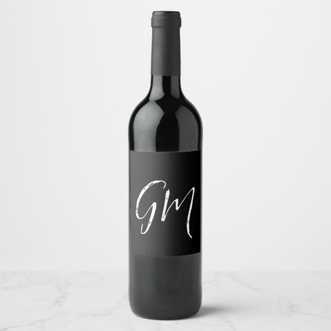 Custom name Initials personalized two letters Wine Label (Front)