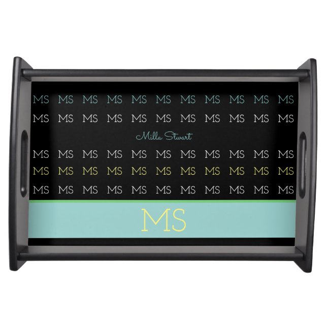 Custom Name & Initials, Stylish & Elegant Serving Tray (Front)
