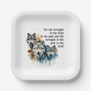 Custom Name Inspirational Wolf Quote Strength Pack Paper Plates