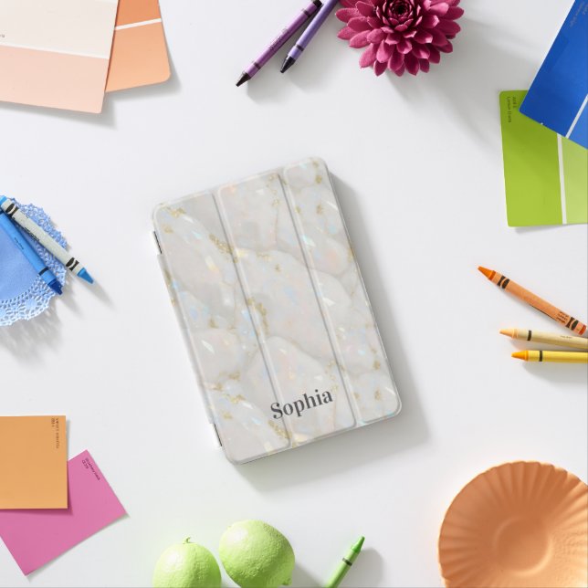 Custom Name Iridescent Opal Stone  iPad Mini Cover (In Situ)