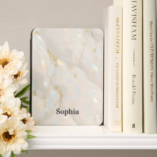Custom Name Iridescent Opal Stone Kindle Cover