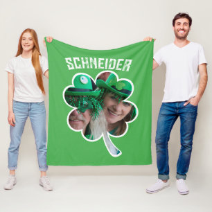 Custom Name Irish clover photo St Patricks Day Fleece Blanket