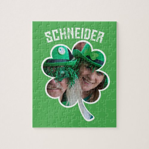 Custom Name Irish clover photo St Patricks Day Jigsaw Puzzle