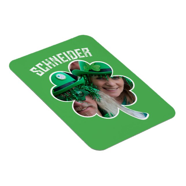 Custom Name Irish clover photo St Patricks Day Magnet (Right Side)