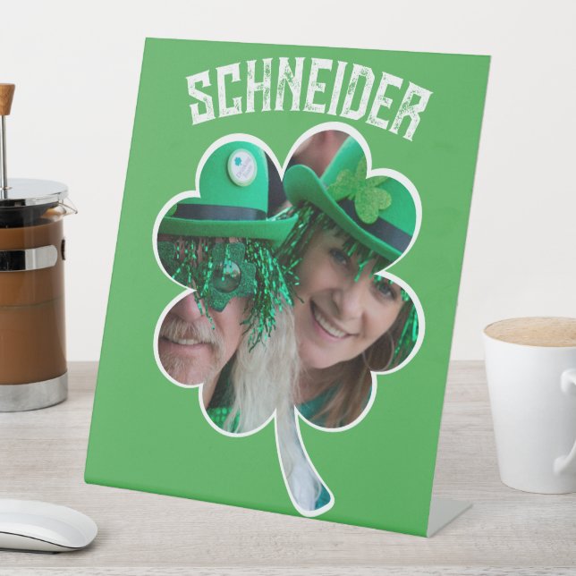 Custom Name Irish clover photo St Patricks Day Pedestal Sign (In SItu)
