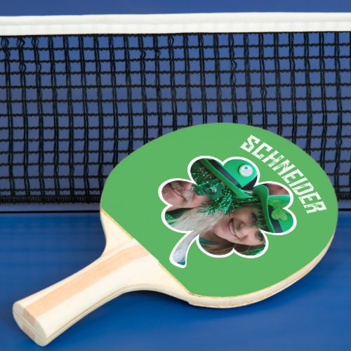 Custom Name Irish clover photo St Patricks Day Ping Pong Paddle
