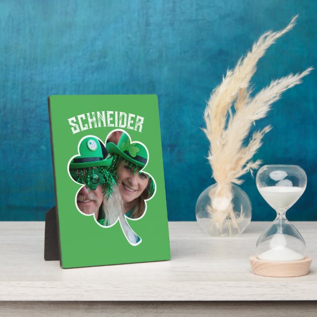 Custom Name Irish clover photo St Patricks Day Plaque (Side)