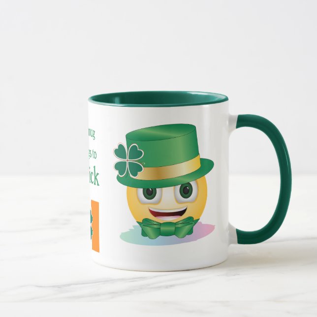 Custom Name Irish Emoji with Hat and Shamrock Mug (Right)