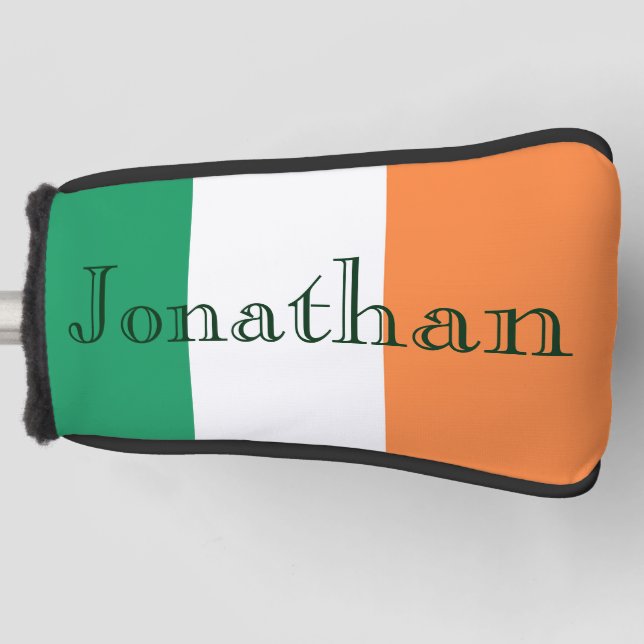 Custom Name Irish Flag Golf Putter Cover arc (Front)