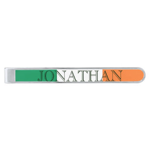Custom name Irish Flag tbcnt Silver Finish Tie Bar