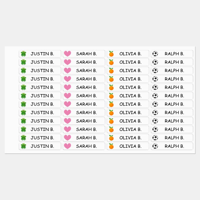 Custom name iron on labels for children clothes (Sheet)