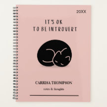 Custom Name It’s OK To Be Introvert Pink Cat