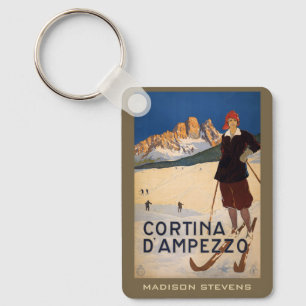 Custom name Italian Alps Vintage Travel Keychain