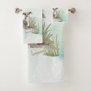 Custom Name Italian Greyhound Pet Dog Bath Towel Set