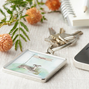 Custom Name Italian Greyhound Pet Dog Keychain