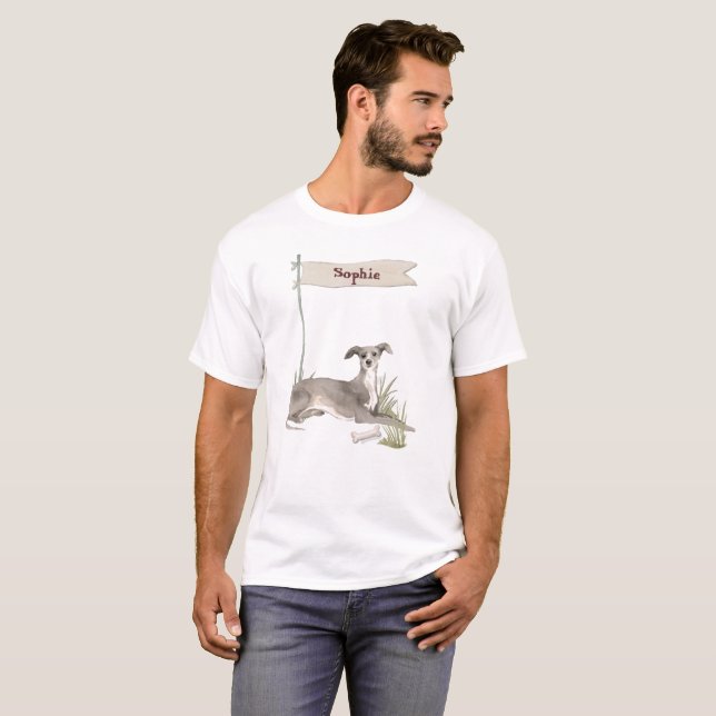 Custom Name Italian Greyhound Pet Dog T-Shirt (Front Full)