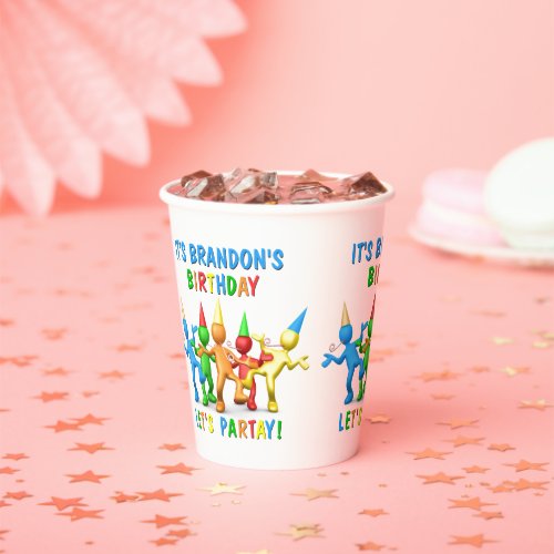 Custom Name Its My Birthday Lets Partay Paper Cups