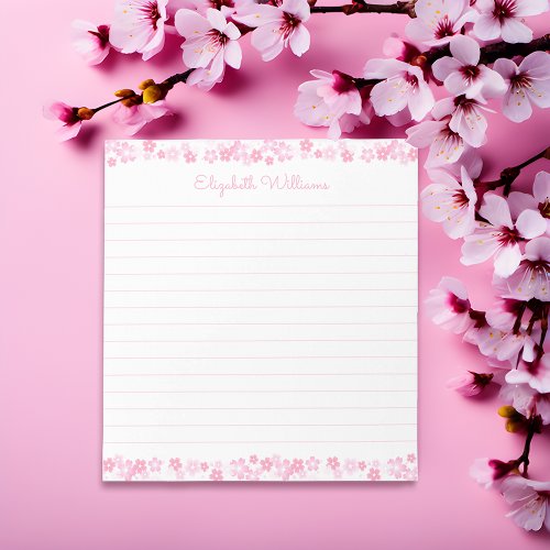 Custom Name Japanese Cherry Blossom Lined Notepad