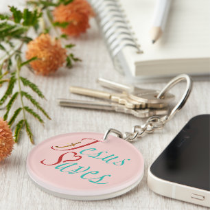 Custom Name Jesus Saves Christian Quote  Keychain