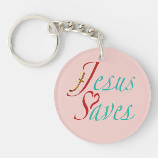 Custom Name Jesus Saves Christian Quote Keychain