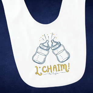 Custom Name Jewish "L'CHAIM!" Baby Bris or Naming Bib