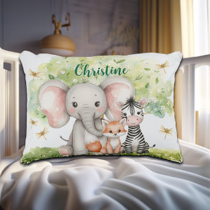 Custom Name Jungle Animals Dragonfly Accent Pillow