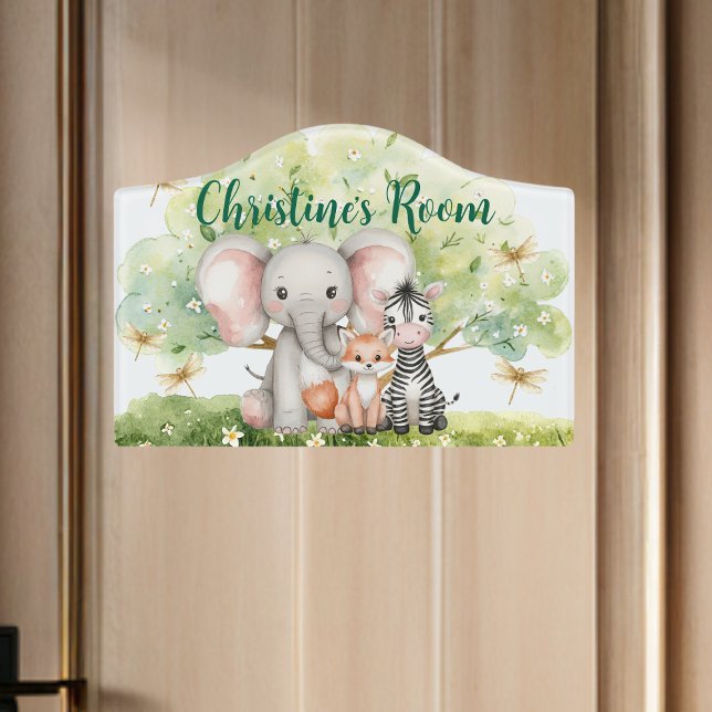 Custom Name Jungle Animals Dragonfly Door Sign (Creator Uploaded)