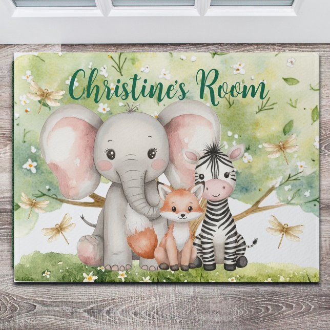 Custom Name Jungle Animals Dragonfly Doormat (Creator Uploaded)