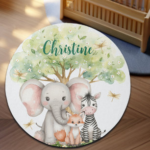 Custom Name Jungle Animals Dragonfly Rug
