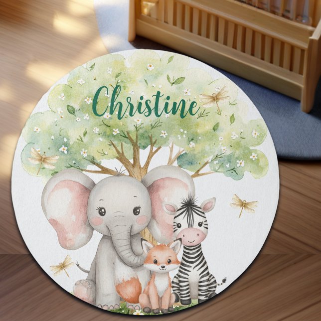 Custom Name Jungle Animals Dragonfly Rug (Creator Uploaded)