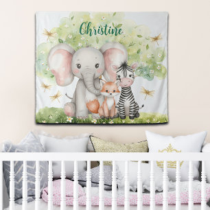 Custom Name Jungle Animals Dragonfly Tapestry