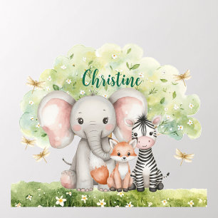 Custom Name Jungle Animals Dragonfly Wall Decal