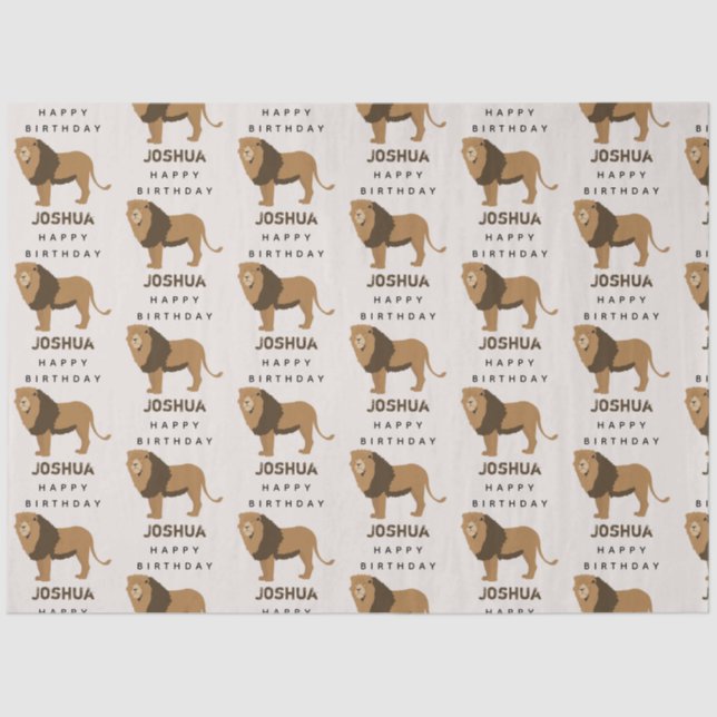 Custom Name Jungle Lion Animal Birthday  Tissue Paper (Front)