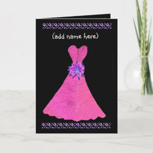 Custom Name - JUNIOR BRIDESMAID Card Pink Gown