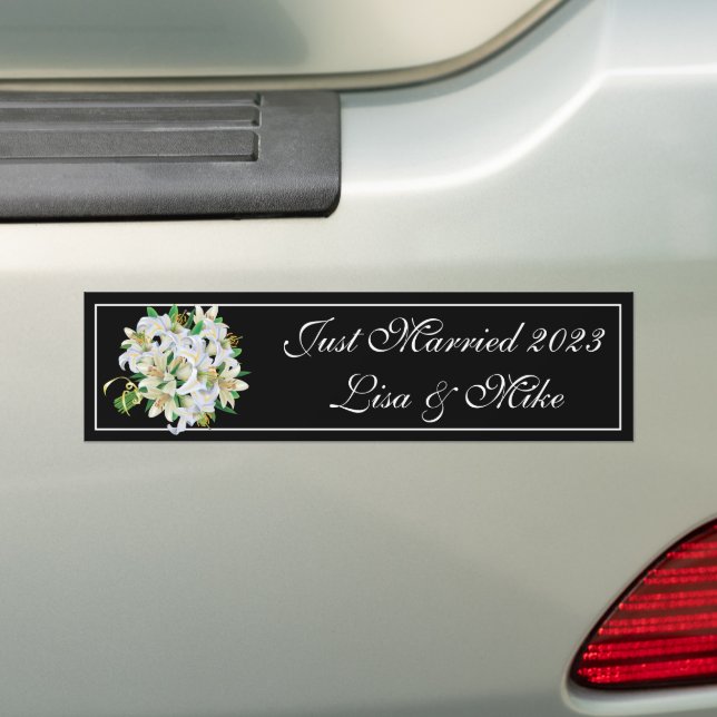 Custom Name Just Married Bumper Sticker (On Car)