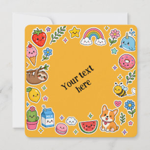 Custom Name Kawaii Sticker Frame Invitation
