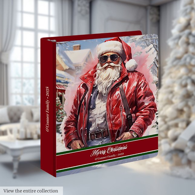 Custom Name Keepsake Cool Santa Claus Ring Binder  (Custom Name Keepsake Cool Santa Claus Ring Binder )
