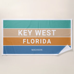 Custom Name Key West Florida / YOUR TEXT Beach Towel