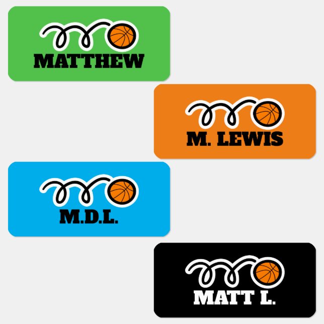 Custom name kid's basketball sport clothing labels (Group)