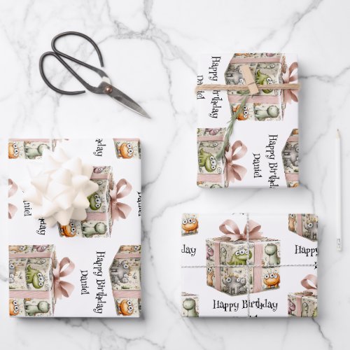 Custom Name Kids Birthday Wrapping Paper Sheets