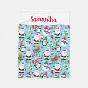 Custom Name Kids Christmas Personalized Fleece Blanket